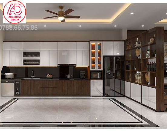 tu-bep-mdf-acrylic-thiet-ke-chung-cu-dep "Mẫu tủ bếp gỗ MDF kết hợp acrylic sang trọng cho căn hộ chung cư hiện đại