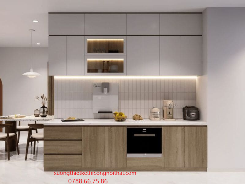 Tủ bếp chữ L gỗ MDF hiện đại tại hcm Kinh Nghiệm Chọn Đơn Vị Thi Công Tủ Bếp MDF Tại HCM