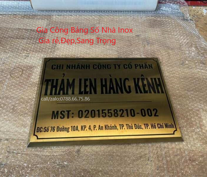 Thi công biển số công ty bằng inox ăn mòn đẹp
