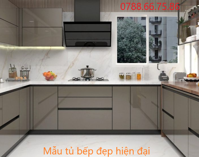 Tủ bếp MDF Melamine Dĩ An
