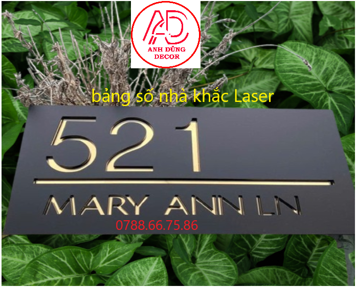 bảng số nhà khắc laser tại dĩ an