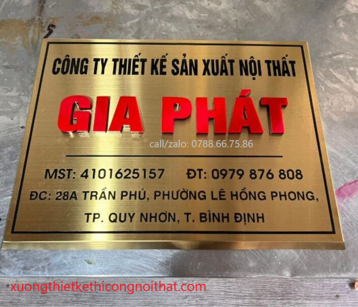 Biển số công ty inox ăn mòn sang trọng, thiết kế sắc nét