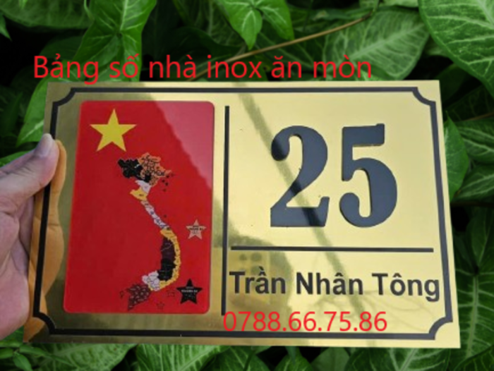 Biển số nhà inox vàng gương – đẳng cấp, bền đẹp, chống oxy hóa