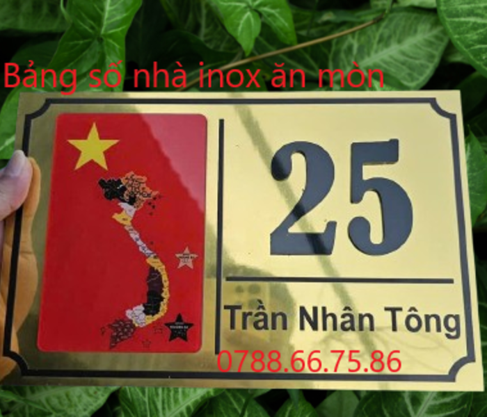 Biển số nhà inox vàng gương – đẳng cấp, bền đẹp, chống oxy hóa