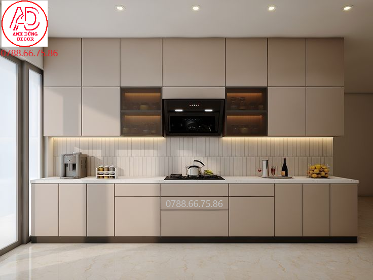 Tủ bếp gỗ MDF chống ẩm tại Quận Thủ Đức Tủ bếp gỗ MDF chống ẩm hiện đại tại Quận Thủ Đức – Anh Dũng Decor