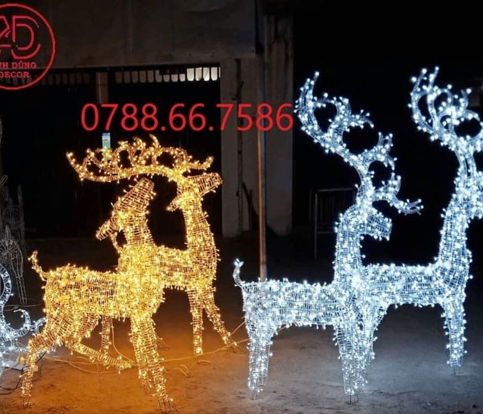 tuần lộc thép quấn led trang trí