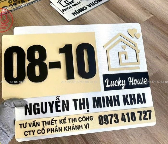 thiết kế biển số nhà sang trọng