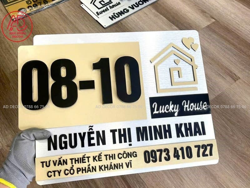 thiết kế biển số nhà sang trọng