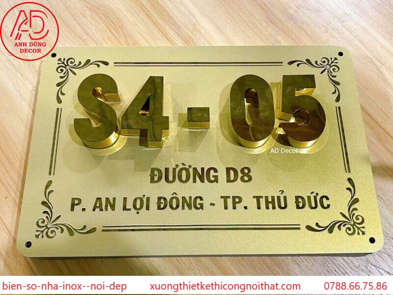 Biển số nhà inox sang trọng, bền đẹp Biển số nhà inox chữ nổi hiện đại, bền đẹp