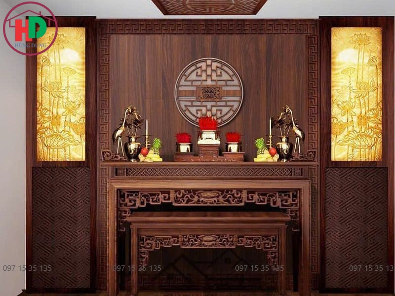 thết kế thi công nội thất phòng thờ trang nghiêm ấm cúng