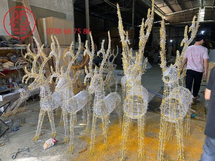 mô hình tuần lộc thép quấn led