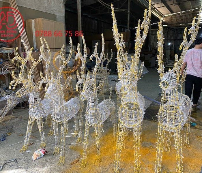 mô hình tuần lộc thép quấn led