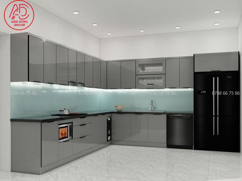 thi công tủ bếp tủ bếp laminat tại anh dũng decor thi công tủ bếp laminat