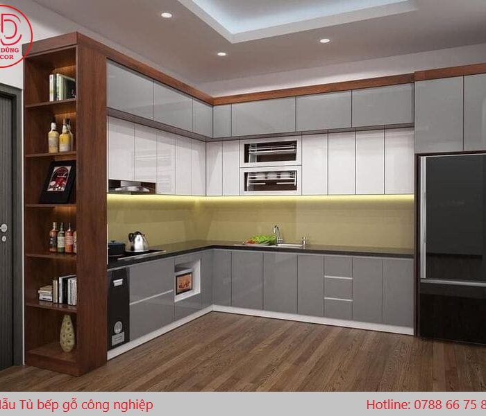 Mẫu tủ bếp chữ L đẹp hiện đại 2025