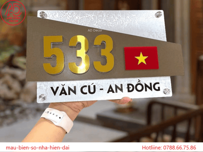 kích thước của bảng số nhà chuẩn