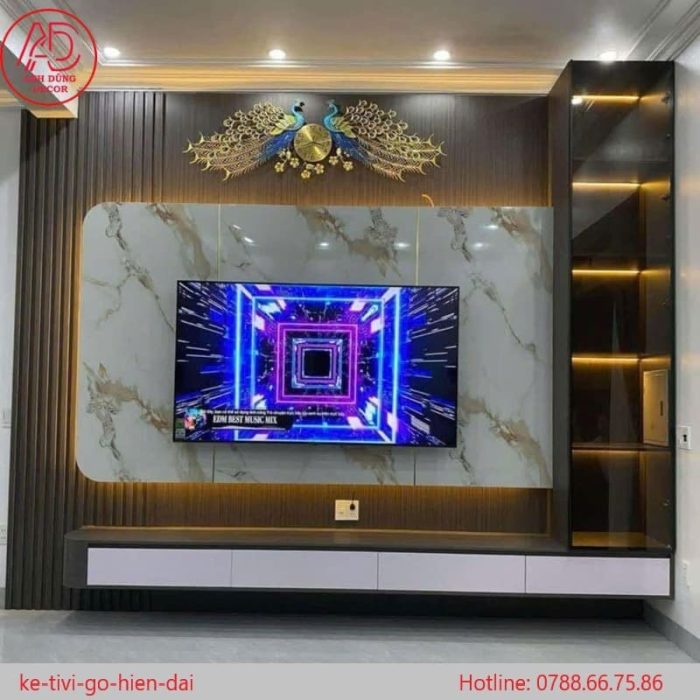 Kệ tivi gỗ hiện đại, thiết kế đơn giản, phù hợp nhà phố và căn hộ