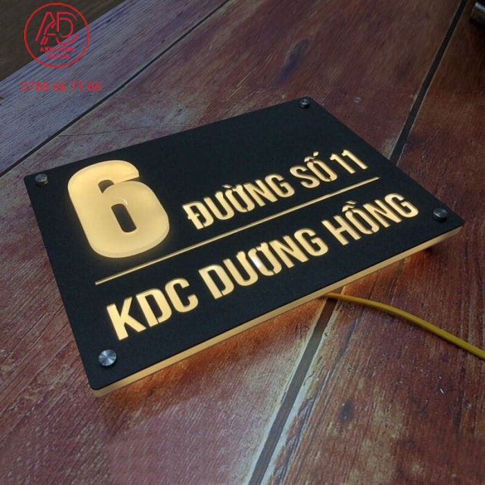 bảng số nhà inox đi đèn led sang trọng, nổi bật