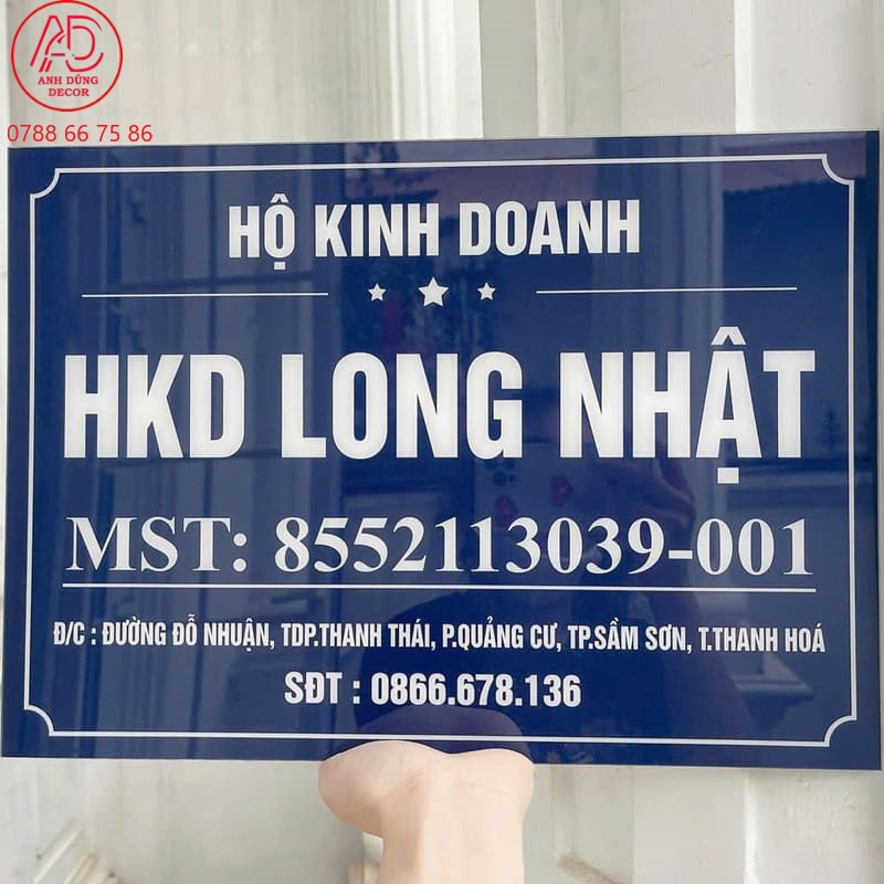 làm biển số nhà mica màu xanh biển số nhà mica in decal xanh